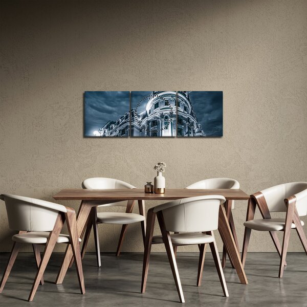 Obraz architektúry v tme (s hodinami) (90x30 cm)