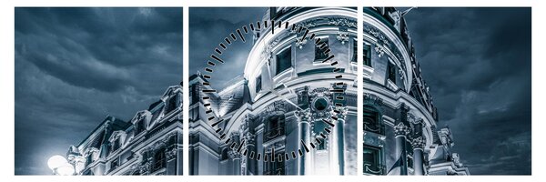 Obraz architektúry v tme (s hodinami) (90x30 cm)