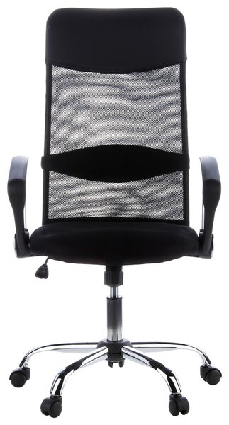 OTOČNÁ STOLIČKA, vzhľad kože, sieťovina, čierna, chrómová MID.YOU - Online Only kancelárie, Online Only