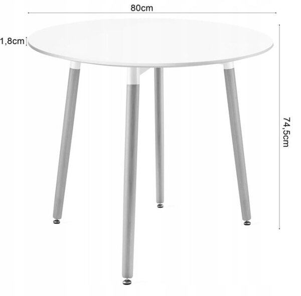 Jedálenský stôl KAMI biely 80 cm so štyrmi stoličkami MARK biele