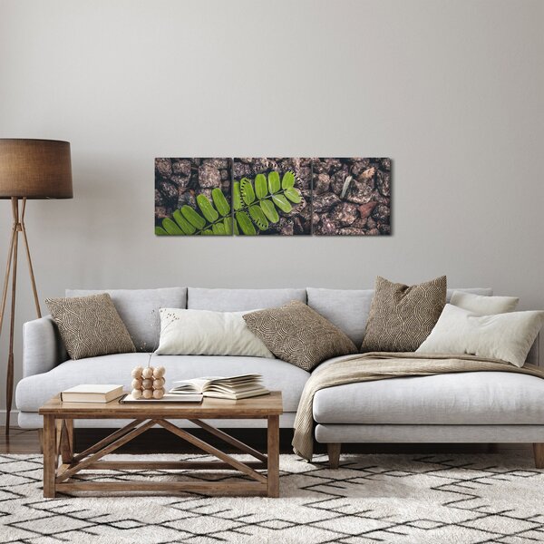 Obraz zelenej rastliny (s hodinami) (90x30 cm)