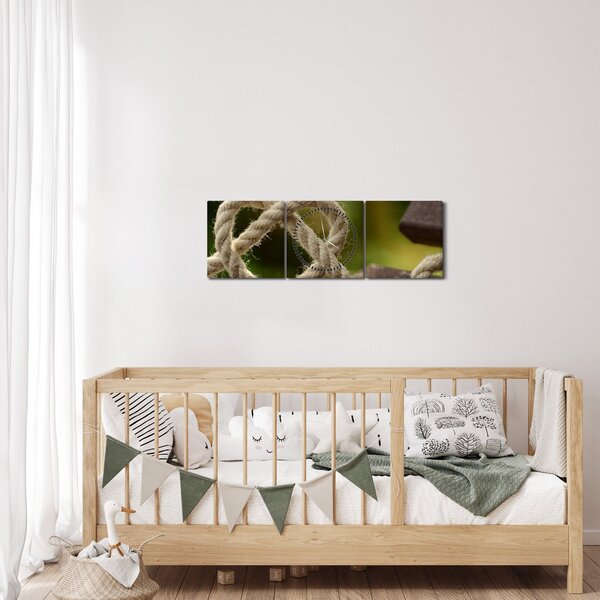 Obraz srdce z lana (s hodinami) (90x30 cm)