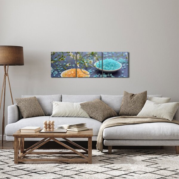 Obraz farebnej morskej soli (s hodinami) (90x30 cm)
