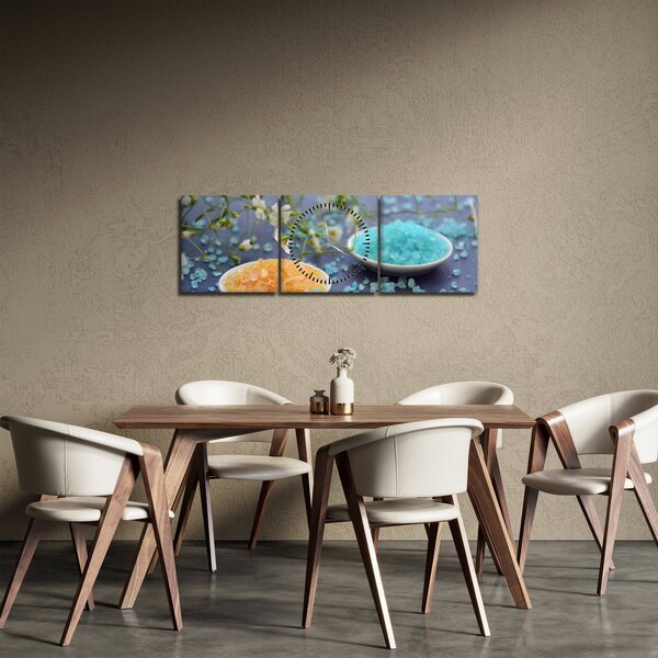 Obraz farebnej morskej soli (s hodinami) (90x30 cm)