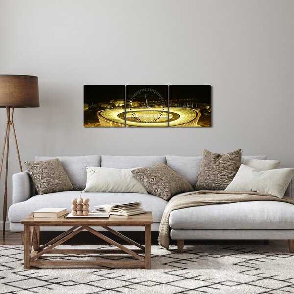Obraz - futbalový štadión (s hodinami) (90x30 cm)
