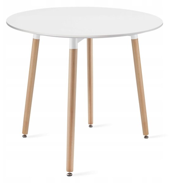 Jedálenský stôl KAMI biely 80 cm so štyrmi stoličkami MARK čierne / hnedé