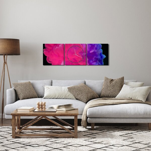 Obraz farebného dymu (s hodinami) (90x30 cm)