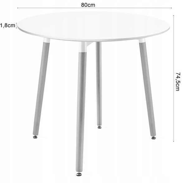 Jedálenský stôl KAMI biely 80 cm so štyrmi stoličkami MARK čierne / hnedé