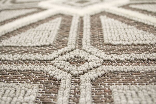Koberec Angola F913A Boho trojuholníky / kosoštvorce, antracitový / krémový