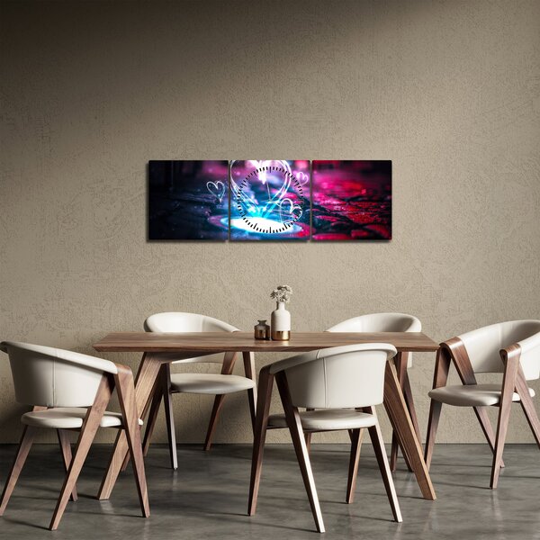 Obraz svetelného srdca (s hodinami) (90x30 cm)