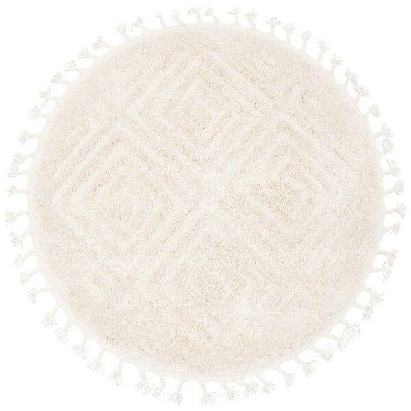 Koberec Berber 7061 Ivory krém Romby 3D, kruh