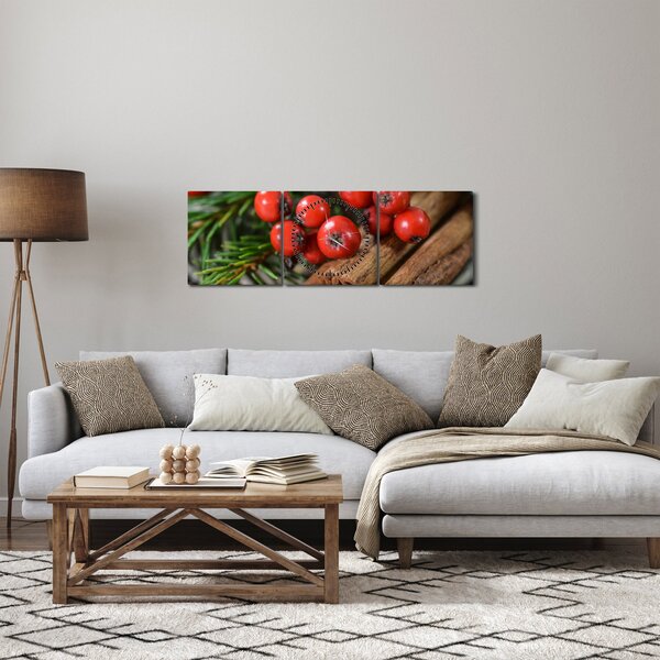 Obraz jarabiny a škorice (s hodinami) (90x30 cm)