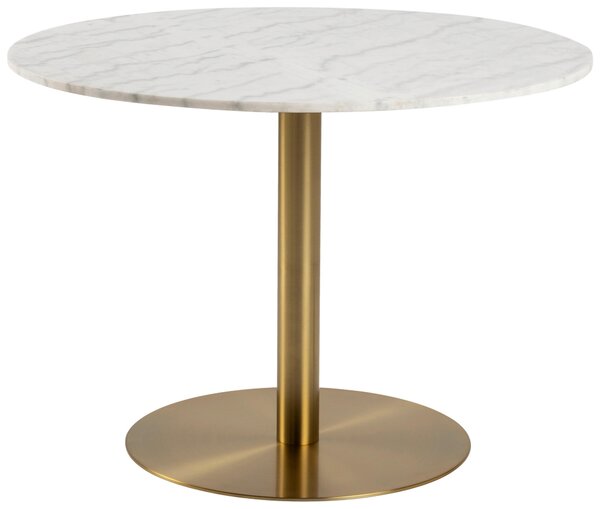 JEDÁLENSKÝ STÔL, biela, mosadzná, 105/105/75 cm MID.YOU - Stoly, Online Only