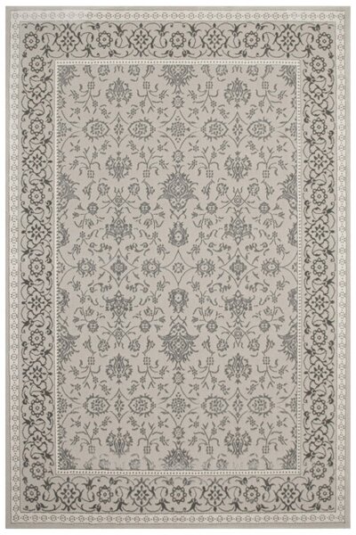 Koberec Allora Plus F346A ornament / rám, strieborný / sivý