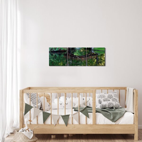 Obraz rieky (s hodinami) (90x30 cm)