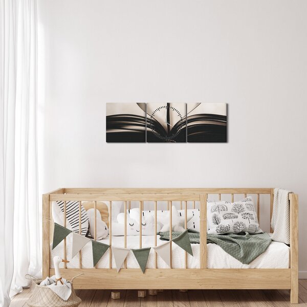 Obraz knihy (s hodinami) (90x30 cm)