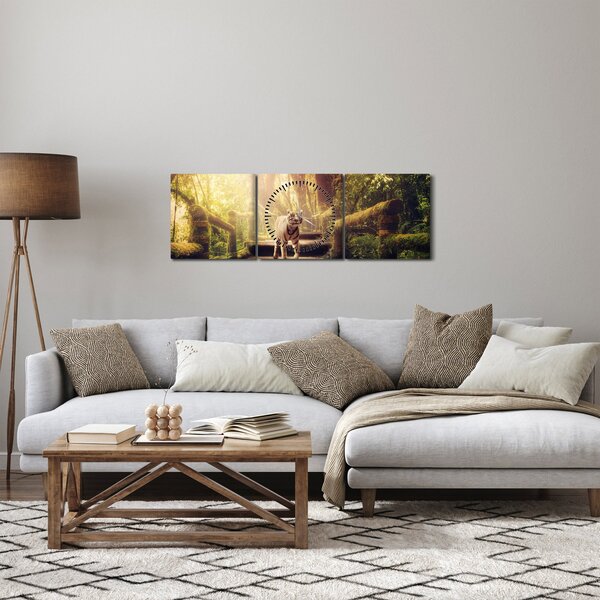 Obraz tigra (s hodinami) (90x30 cm)