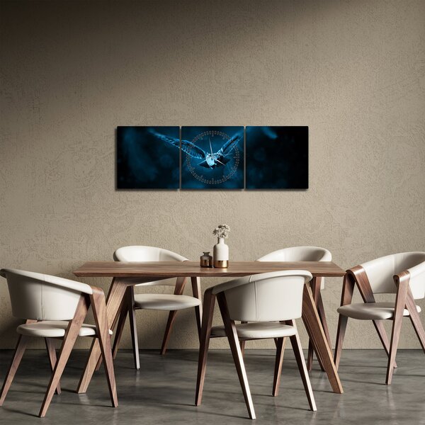 Obraz letiacej sovy (s hodinami) (90x30 cm)