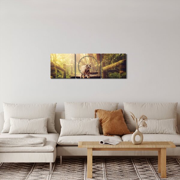 Obraz tigra (s hodinami) (90x30 cm)