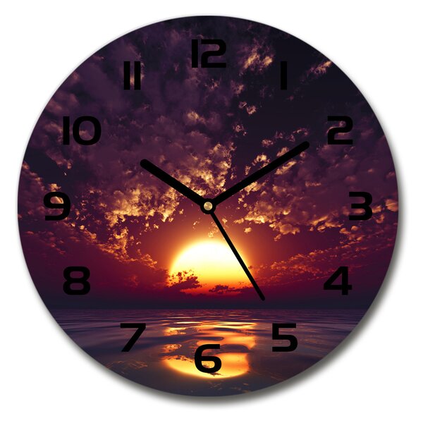 Sklenené nástenné hodiny okrúhle Západ slnka