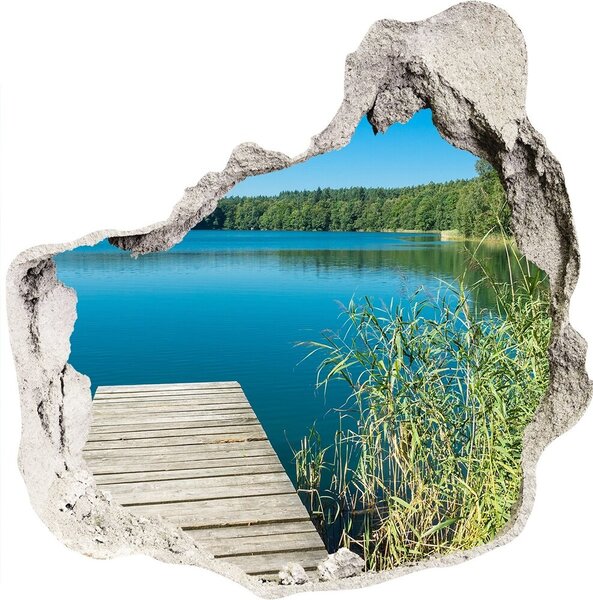 Díra 3D ve zdi nálepka Mólo na jazere nd-p-119795529