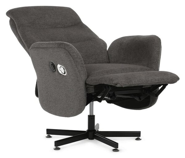 TV-C5479 GREY2, Elektrické polohovacie kreslo, sivá látka, otočné s nastaviteľnou výškou