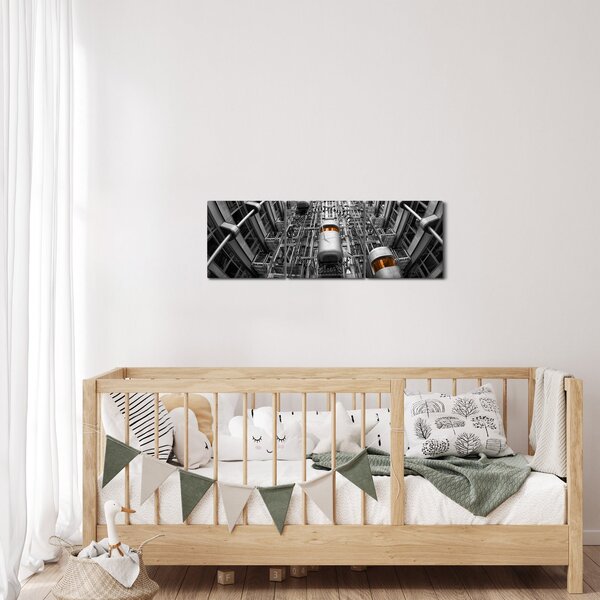 Obraz výťahu v budove (s hodinami) (90x30 cm)