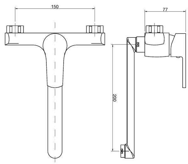 Invena Verso, nástenná drezová batéria s dlhou výlevkou 200mm, chrómová, INV-BC-82-001-C