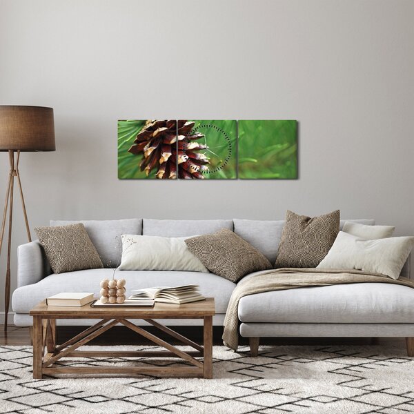 Obraz šišky (s hodinami) (90x30 cm)