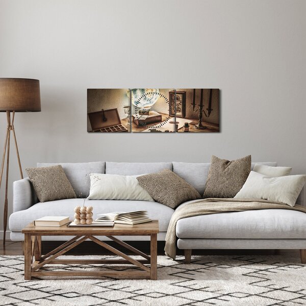 Obraz - cestovateľský stôl (s hodinami) (90x30 cm)