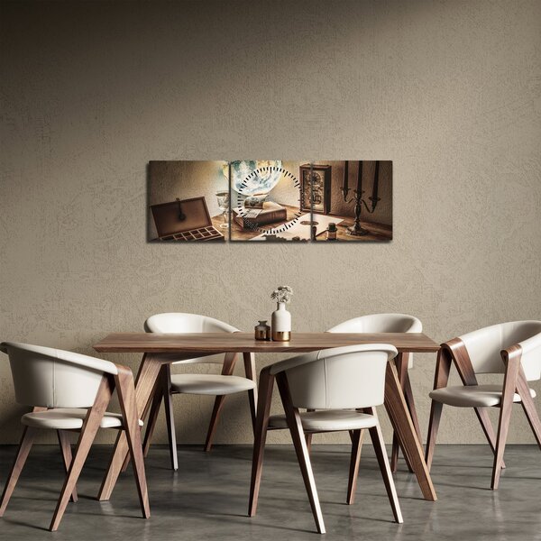 Obraz - cestovateľský stôl (s hodinami) (90x30 cm)