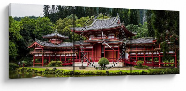 Obraz - čínska architektúra (s hodinami) (90x30 cm)