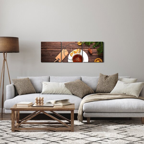Obraz - hrnček s dekoráciami (s hodinami) (90x30 cm)