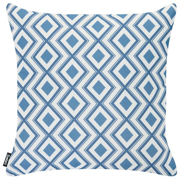 Sada 3 vonkajších dekoratívnych vankúšov biela svetlomodrá polyester 45 x 45 cm štvorcový tvar moderný štýl záhrada exteriér