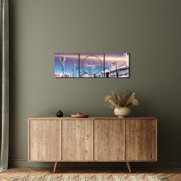 Obraz ulice v Las Vegas (s hodinami) (90x30 cm)