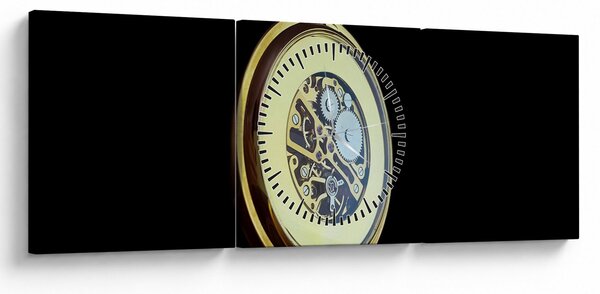 Obraz zlatých vreckových hodiniek (s hodinami) (90x30 cm)