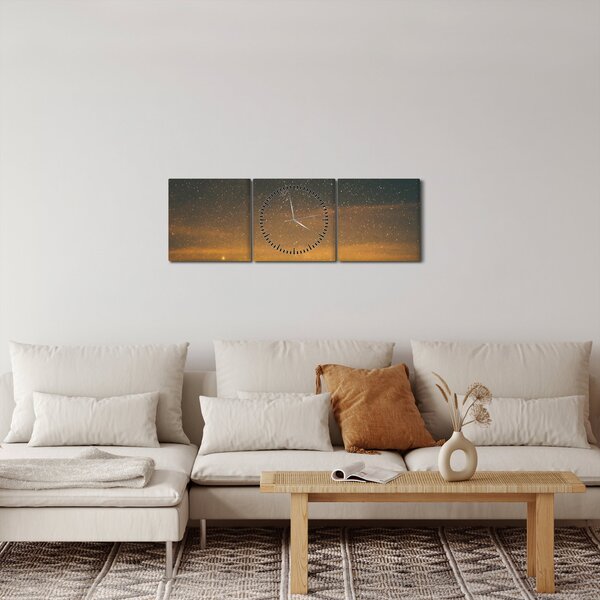 Obraz hviezdneho neba (s hodinami) (90x30 cm)