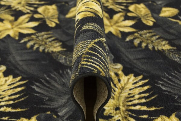 Koberec Palmové Lístie čierny / zlatý
