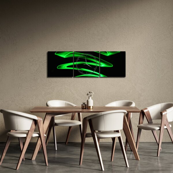 Obraz - neónové vlny (s hodinami) (90x30 cm)