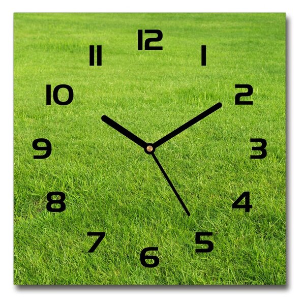 Sklenené hodiny štvorec Zelená tráva