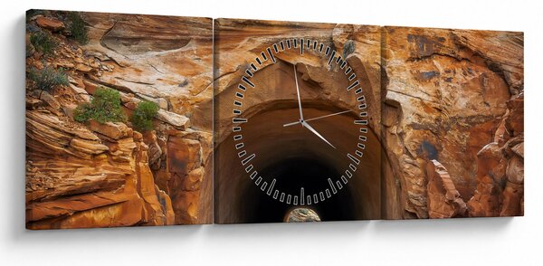Obraz - tunel v skale (s hodinami) (90x30 cm)