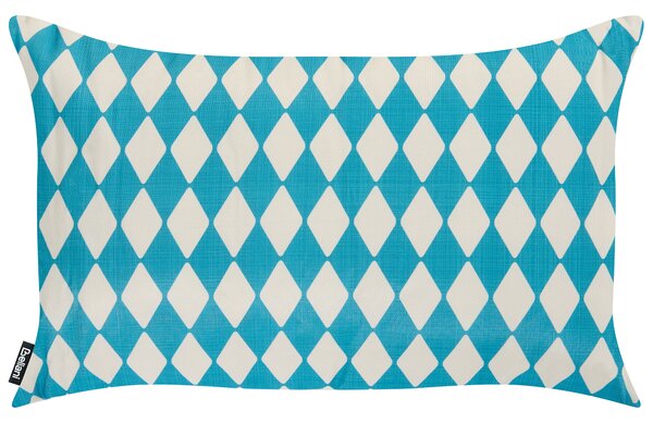 Sada 2 vonkajších dekoratívnych vankúšov tyrkysová polyester 30 x 50 cm obdĺžnikový tvar moderný štýl záhrada exteriér