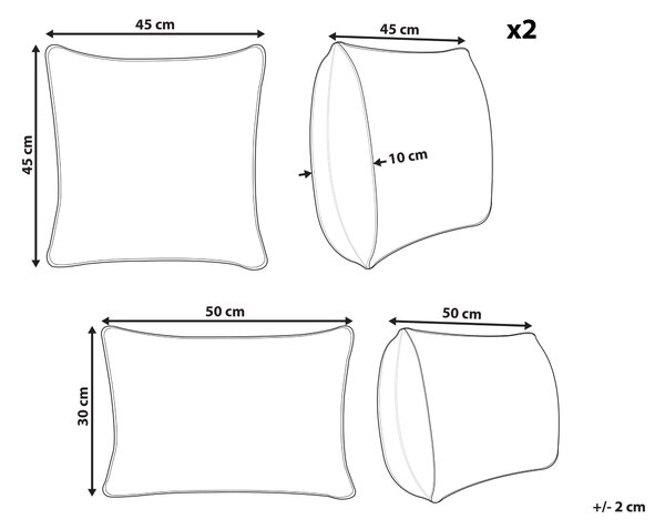 Sada 3 vonkajších dekoratívnych vankúšov béžová zelená polyester a ľan moderný štýl záhrada exteriér