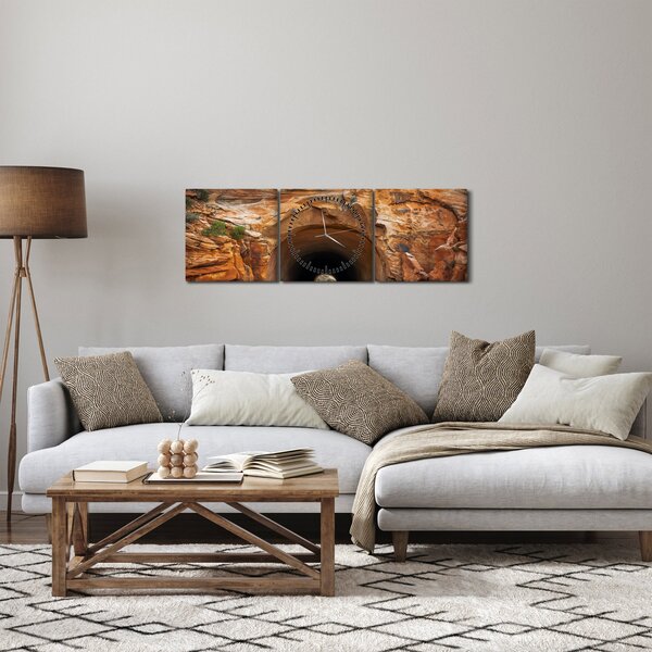 Obraz - tunel v skale (s hodinami) (90x30 cm)