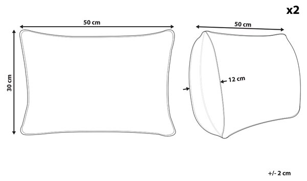 Sada 2 vonkajších dekoratívnych vankúšov červená polyester 30 x 50 cm obdĺžnikový tvar moderný štýl záhrada exteriér