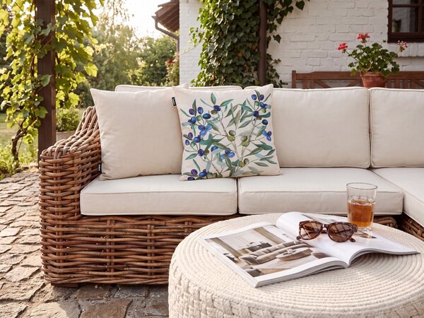 Sada 2 vonkajších dekoratívnych vankúšov svetlobéžová polyester 45 x 45 cm štvorcový tvar moderný štýl záhrada exteriér