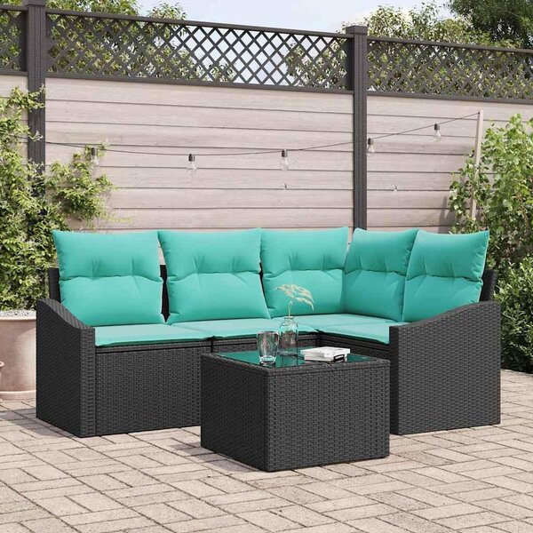 Maison Exclusive – Sedacia súprava, 5 kusov, čierna [syntetický materiál]: Polyratan