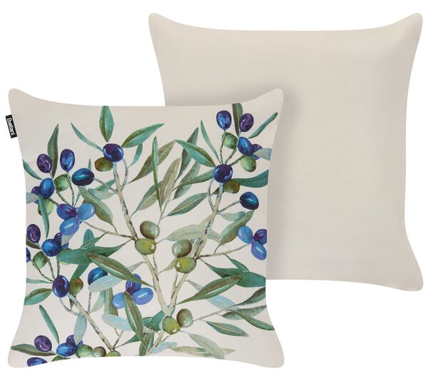 Sada 2 vonkajších dekoratívnych vankúšov svetlobéžová polyester 45 x 45 cm štvorcový tvar moderný štýl záhrada exteriér