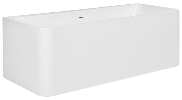 Voľne stojaca vaňa biela solid surface 160 cm s tenkým okrajom moderný štýl kúpeľňa