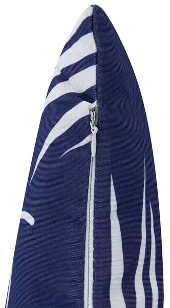 Sada 3 vonkajších dekoratívnych vankúšov biela tmavomodrá polyester moderný štýl záhrada exteriér